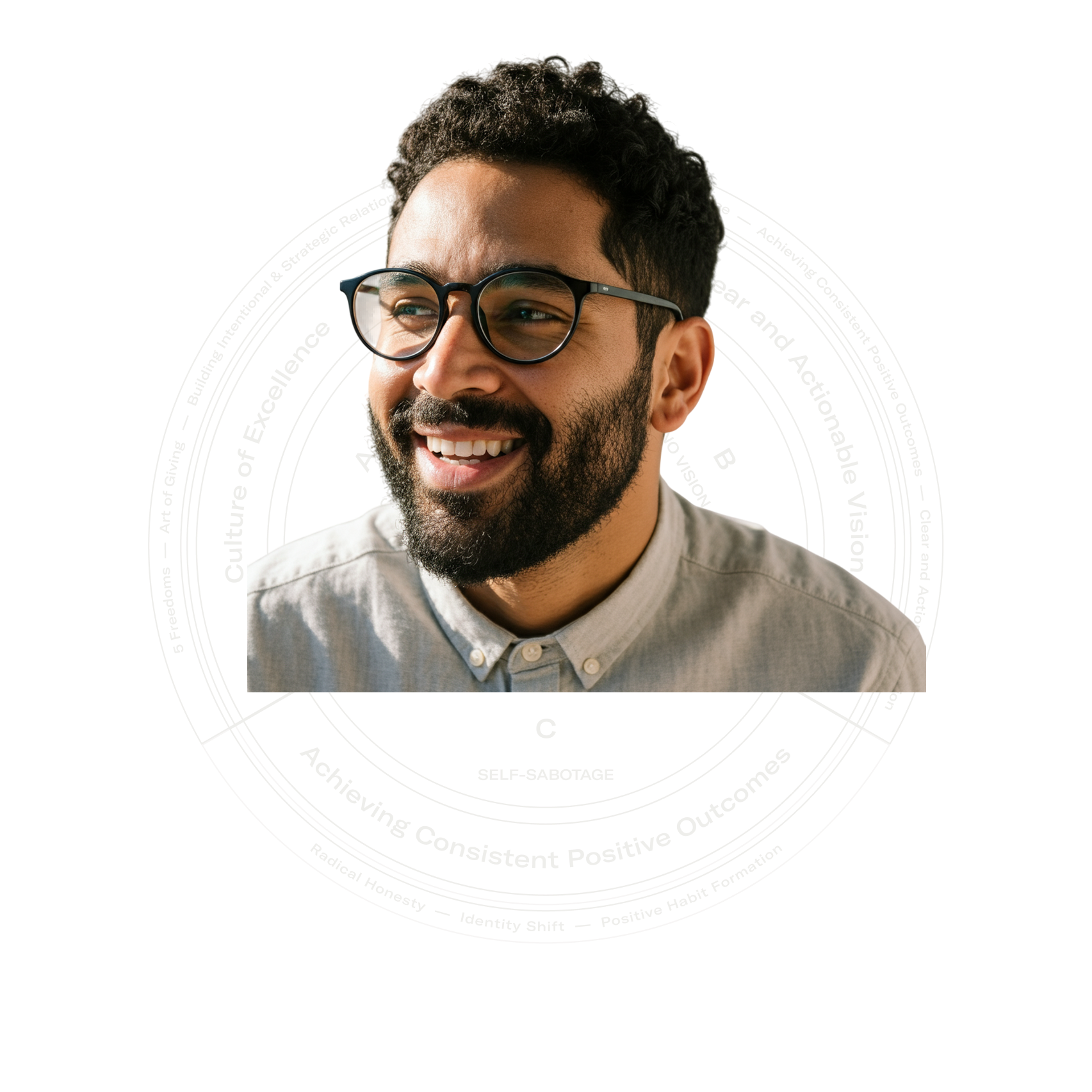 Man with circular pattern background